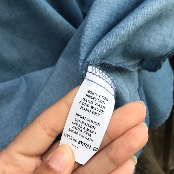 [Mur Mur] Chambray Boho Bell Sleeve Tunic - Picture 6 of 8